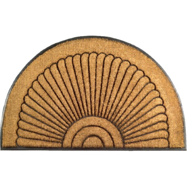 Jensendistributionservices 36'' x 24'' Half-Round Rubber Back Coir Doormat Sunrise MI2592387 - main